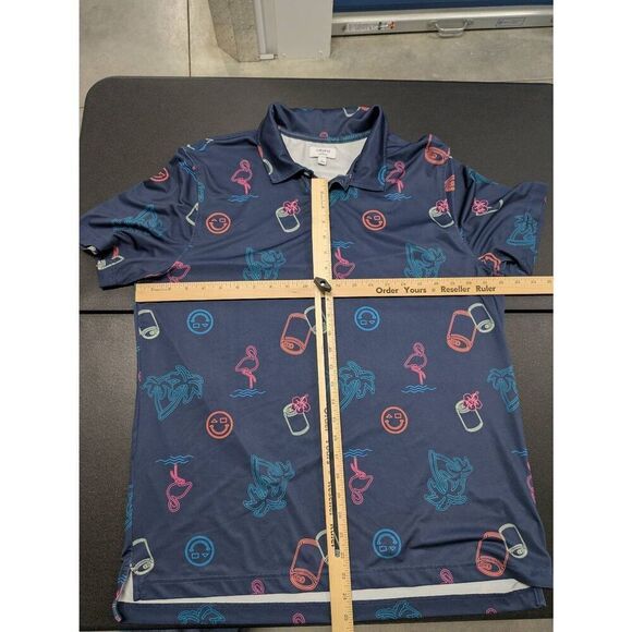 Cabana By Crown And Ivy Polo Shirt Flamingo Martini Neon Lights Men’s Large - Picture 5 of 5